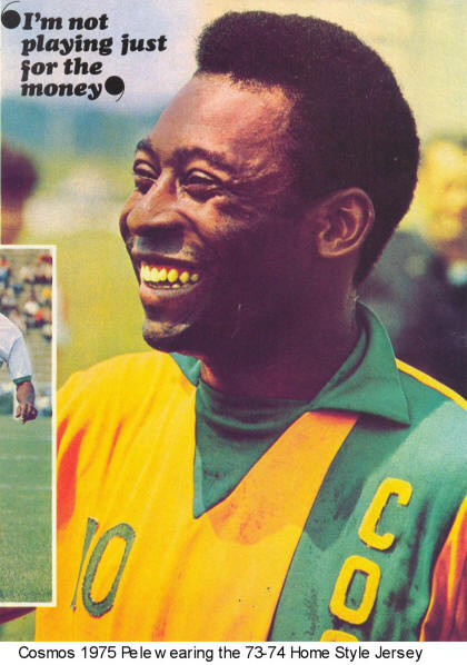 NASL Soccer New York Cosmos 1975 Home Pele in 74 Uniform