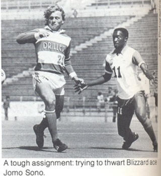 NASL Soccer Edmonton Drillers 82 Road Bernie James, Blizzard Jomo Sono