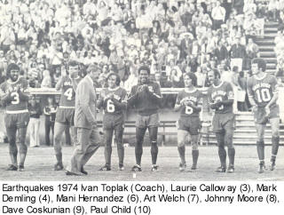 NASL Soccer San Jose Earthquakes 74 Road Johnny Moore, Laurie Calloway