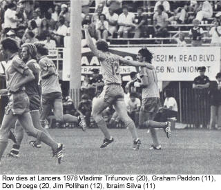 NASL Soccer Rochester Lancers 78 Home Back Jim Pollihan, Don Droege 2, Ibraim Silva 11 Rowdies