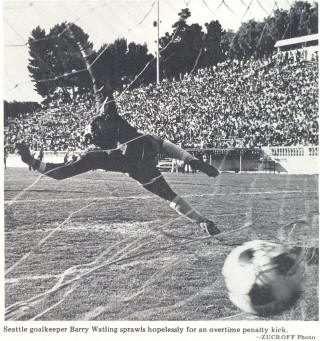 NASL Soccer Seattle Sounders 74 Goalie Back Barry Watling